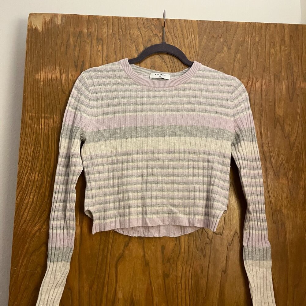 Aritzia Babaton Multicolored Striped Cropped Sweater